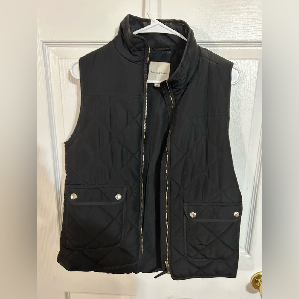 Thread and Supply black vest with silver fasteners